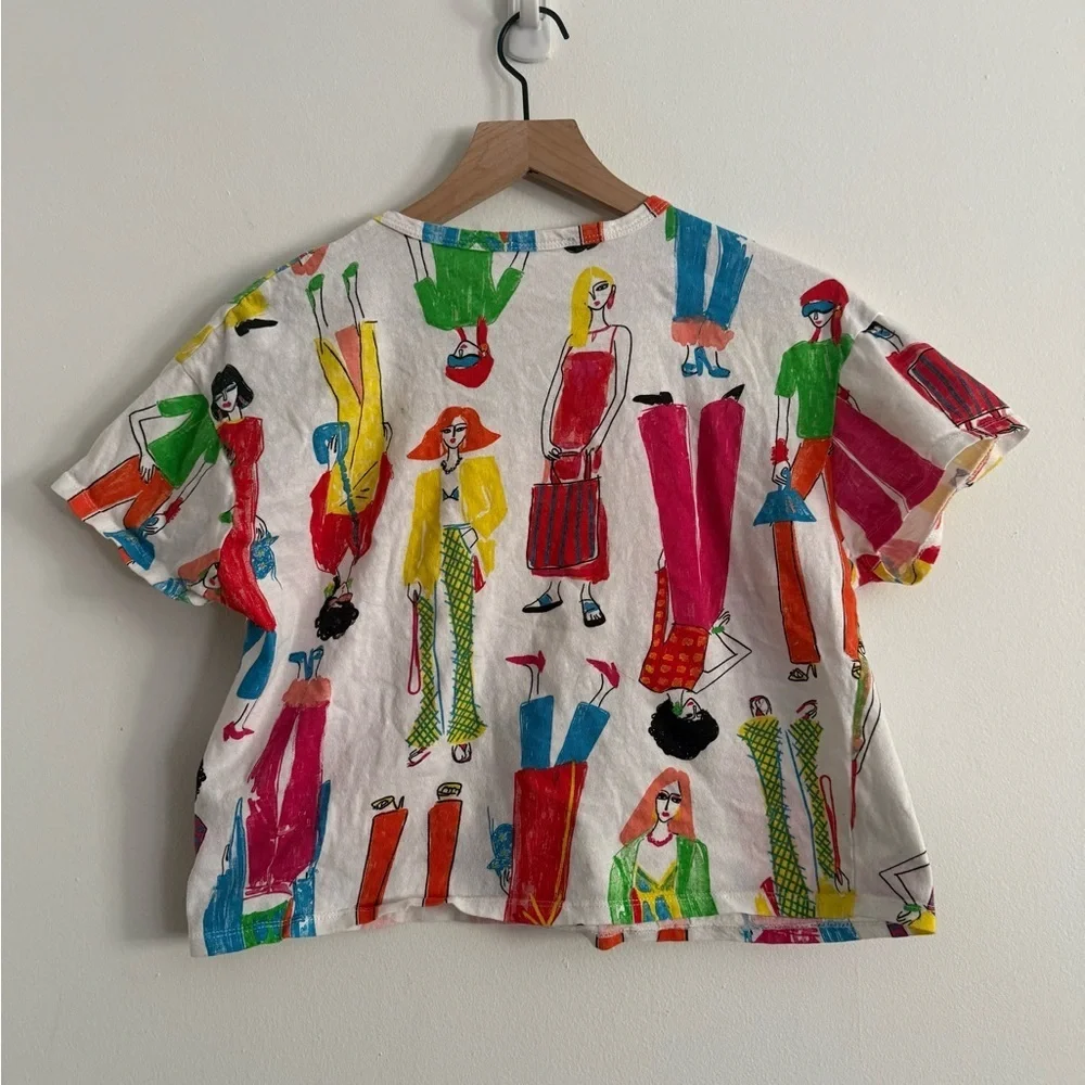 Zara Multicolor Graphic Women’s Tee 100% Cotton T-Shirt - Picture 6 of 7